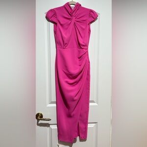 NWT Self-Portrait Fuchsia Draped Midi Dress